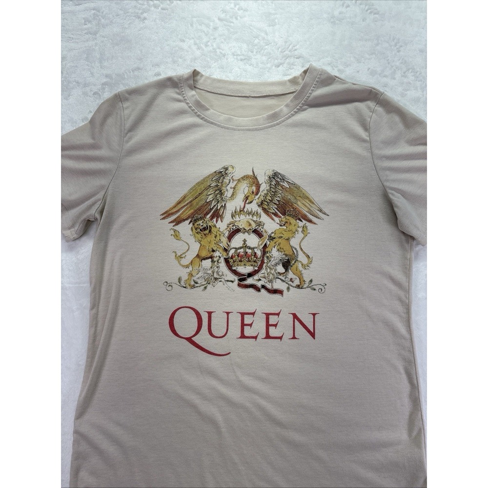 Queen Shirt Womens Med Beige Bohemian Rhapsody Lion Phoenix Crest Merch